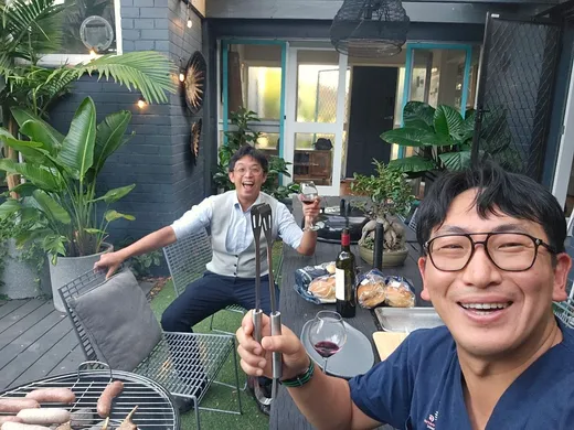 Backyard barbecue with fellows and the team